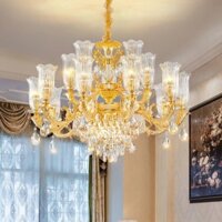 [HÀNG LOẠI I] Đèn chùm tân cổ điển cao cấp Led Xanh 15 tay chao Pha Lê, Đèn chùm cho phòng khách biệt thự