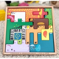 [Hàng Mới 2020] Creative Animal Building Blocks - Tangram animal loại nhập sơn gỗ mịn, bóng, đẹp