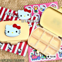 [Hàng mới] Hộp thuốc nhỏ hình Hello Kitty dễ thương, 6 ngăn, lưu trữ trên bàn, tổ chức di động, hộp thuốc nhỏ