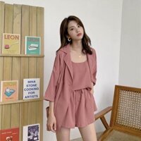 [hàng mới] SET VEST 3 MÓN GỒM ÁO 2 DÂY + ÁO KHOÁC VEST + QUẦN GIẢ VÁY CHẤT ĐẸP