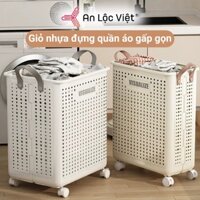 [HÀNG MỚI SIÊU HOT] Giỏ đựng quần áo gấp gọn, có bánh xe đi chuyển tiện dụng cho mọi gia đình
