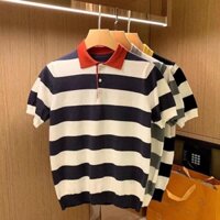 Hàng Mới Về Áo Thun Dệt Kim Ngắn Tay Họa Tiết Sọc Ngang Trắng Đen Thời Trang Cho Nữ