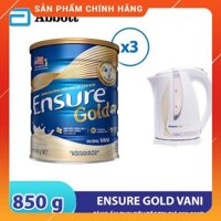 [HÀNG MỚI VỀ] Bộ 3 Lon Sữa Ensure Gold Vani 850g Tặng Ấm Đun Siêu Tốc SUNHOUSE 1,7l
