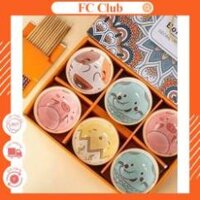 [HÀNG MỚI VỀ] Bộ 6 Chén Bát Đũa Ăn Hình Thú Đẹp Dễ Thương Gốm Sứ Cao Cấp, Chén Ăn Cơm Xinh Xắn Kèm Hộp Đựng Bao Đẹp