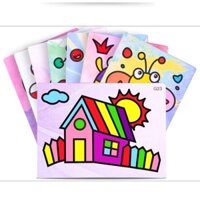 [Hàng mới về] Bộ đồ chơi Tranh cát 12 màu 12 tranh trẻ em - Tô màu tranh cát