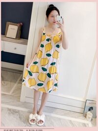 [HÀNG MỚI VỀ] Bộ đồ ngủ cotton lụa nữ có dây treo, váy ngủ mùa hè cho nữ, lụa băng mát mẻ cho bé g