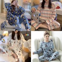 [HÀNG MỚI VỀ] Bộ đồ ngủ dễ thương, pijama, quần áo mùa đông nỉ bông, nhung lông giữ nhiệt dài tay dày ấm QA05.1