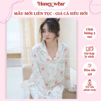 [HÀNG MỚI VỀ] Bộ Ngủ Nữ Dài Tay, Pijama Lụa Mặc Nhà Hoa Hồng Honey Wear Đồ Mặc Nhà Nữ Chất Lụa Cao Cấp Mềm Mịn P20