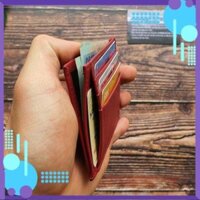 [HÀNG MỚI VỀ] [Da thật] Ví thẻ Card holder da bò thật - Đỏ đô CH104