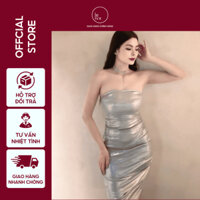 [HÀNG MỚI VỀ] Đầm Body Cúp Ngực Màu Bac Vải Phi Bóng Dáng Dài Chiết Eo Tôn Dáng Phong Cách Sang Chảnh Váy Dự Tiệc