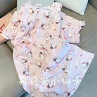 Hàng Mới Về Đầm Ngủ In Hình Mèo Hello Kitty Dễ Thương Thời Trang Mùa Hè Cho Nữ