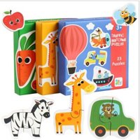 HÀNG MỚI VỂ Đồ Chơi An Toàn cho trẺ em - Ghép Hình, Xếp hình puzzle 2 mảnh gỗ