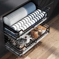 [HÀNG MỚI VỀ] Ermo Bếp Kéo Giỏ 2 Lớp Đựng Gia Vị Tủ Inox 304 Tích Hợp Bảo Quản Giá Bát Ngăn Kéo Bá