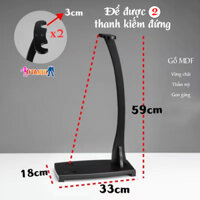 (Hàng Mới Về - HOT) Giá Đỡ Kiếm Để Bàn Đế Vuông 2 Kiếm Gỗ MDF Cao 59Cm