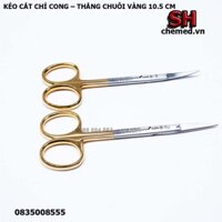 {Hàng mới về} Kéo cắt chỉ cong và thẳng chuôi vàng 10.5cm dùng trong y tế, phẫu thuật spa( bao hấp , sấy)