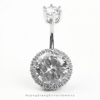 [HÀNG MỚI VỀ] Khuyên rốn đá tròn bạc ta