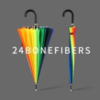 [HÀNG MỚI VỀ] Ô cầu vồng, ô cán dài, đẹp nắng mưa, ô dù tự động gia cố chống bão 2 tay cầm lớn cho