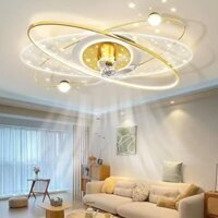 [HÀNG MỚI VỀ] Quạt trần phòng khách gió mạnh im lặng ánh sáng sang trọng Bắc Âu hiện đại nhà hàng