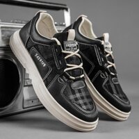 [HÀNG MỚI VỀ]Giày thời trang nam - Giày Sneaker đen da phối vải tổng hợp cao cấp BUR21