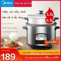 [HÀNG MỚI VỀ]Nồi cơm điện Midea 1 nồi lưỡng dụng 5 lít inox kiểu cũ gia đình 5-6 người ăn nồi cơm có xửng hấp