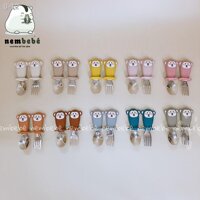 [hàng mới]Ảnh Thật Set Thìa Dĩa Ăn Dặm Monkey Dễ Thương  Cho bé 1-5 tuổi inox 316 - NemBeBé