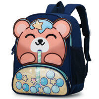 (Hàng Mới)Balo mầm non Bé Gái, Bé Trai Hình Gấu Uống Trà Sữa Dễ Thương Kích Thước 32*27*13cm