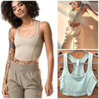 [HÀNG MỸ] Áo croptop FOREVER 21 ba lỗ cổ U rộng vạt bầu thun cotton xanh mint