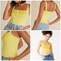 [HÀNG MỸ] Áo croptop FOREVER 21 thun cotton sát nách ngực dúng vàng