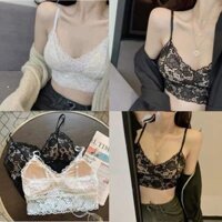 [HÀNG MỸ] Áo croptop FOREVER 21 bra ren dây mảnh có mút ngực trắng, đen