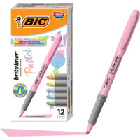 (Hàng Mỹ) BỘ 12 BÚT DẠ QUANG BIC Brite Liner Grip Pastel Highlighter Set, Chisel Tip, 12-Count Pack