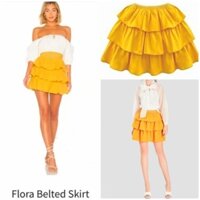 [HÀNG MỸ] Chân váy SINGRID OLSEN ngắn xòe 3 tầng có lót quần lụa vàng nghệ