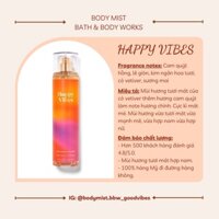 [HÀNG MỸ CÓ BILL - Fullsize 236mL] Happy Vibes - Xịt Thơm Toàn Thân - Body Mist Bath & Body Works