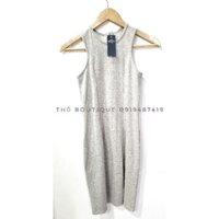 [HÀNG MỸ] Đầm ba lỗ FOREVER21 ôm body xẻ tà thun cotton sát nách cổ tròn xám nhạt