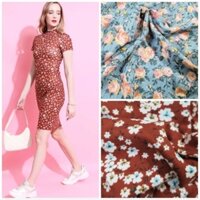 [HÀNG MỸ] Đầm ôm body FOREVER21 thun cotton cổ tròn tay ngắn hoa xanh, đỏ đô