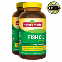 [Hàng Mỹ] Dầu cá từ thiên nhiên Nature Made Fish Oil 1200 mg Omega-3  200 viên (hạn dùng 7/2022)