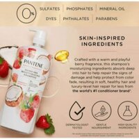 [HÀNG MỸ] DẦU GỘI  Pantene 1.13L Essential Botanicals STRAWBERRY & COCONUT MILK Dâu Tây Sữa Dừa Cho Tóc Suôn
