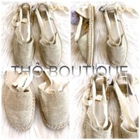 [HÀNG MỸ] Giày lười bệt PRIMARK canvas cối dây thừng thắt nơ cổ chân size 38-39