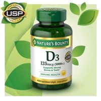 [Hàng Mỹ] Nature's Bounty Vitamin D3 5000IU 400 viên của mỹ