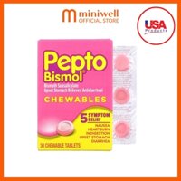 [HÀNG MỸ] Pepto bismol chewables hộp 30 viên từ mỹ - Giảm ợ hơi và đau dạ dày viên ngậm nhai