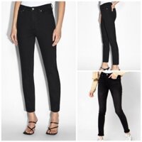 [HÀNG MỸ] Quần jeans FOREVER 21 denim đen ống đứng ôm body co dãn cắt gấu màu đen lưng vừa