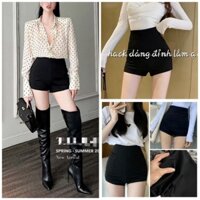 [HÀNG MỸ] Quần shorts jeans FOREVER 21 denim thun lưng cao ôm body đen trơn