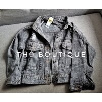 [HÀNG MỸ SĂN SALE] Áo khoác jean denim CARTER'S bomber đen khói sành điệu