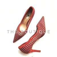 [HÀNG MỸ SĂN SALE] Giày cao gót CARRIE BERTHA vải lưới phối da lộn màu đỏ 8cm size 36-37