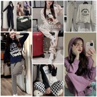 [HÀNG MỸ] Set bộ thun FOREVER21/Hàn Quốc thun cotton/nỉ bông tay dài quần dài đủ mẫu chất đẹp