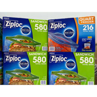 [Hàng Mỹ 🇺🇸] Túi Ziploc Quart Freezer đựng thực phẩm Hộp 216 Túi/Lẻ 54 Túi - Hộp 580 túi/Lẻ 145 túi