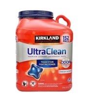 (Hàng Mỹ) Viên giặt xả quần áo Kirkland Ultra Clean chính hãng 152 viên 3.6kg khử mùi, diệt khuẩn, mọi loại máy giặt