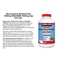 [Hàng Mỹ] Viên Uống Glucosamine HCL 1500mg Kirkland With MSM 1500mg Hộp 375 Viên