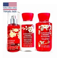 (Hàng Mỹ) Xịt thơm body - Sữa tắm - Dưỡng thể mini Japanese Cherry Blossom - Bath and Body Works | Travel size 88ml