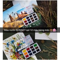 [Hãng NEVAKAYA PALITRA] Màu nước nén SONNET 12 màu set mới 🌻 Bảng màu phong cảnh và Bảng màu vẽ hoa