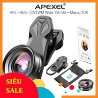 Hàng Ngon Bộ lens 2IN1 Apexel APL-HD5-2IN1WM HD 4K - Ống kính macro và góc rộng cho điện thoại